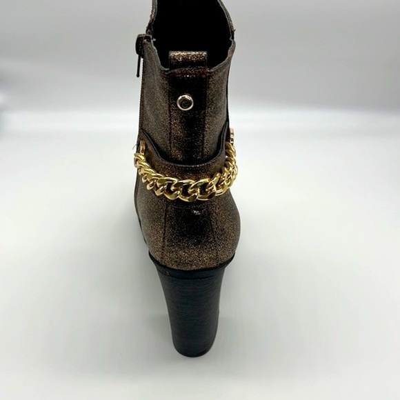 G By Guess - Greedy Gold Glitter Moto Boot With Gold Chain Size 10 - Picture 5 of 15